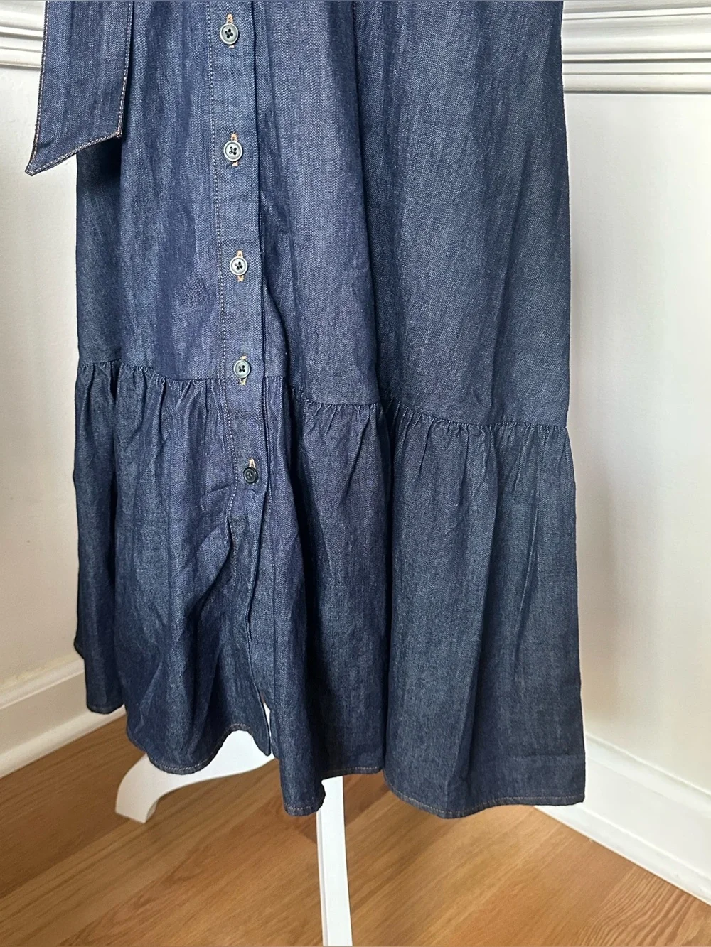 NWT J.Crew Chambray Tie-Waist Button Front Maxi Shirt Dress